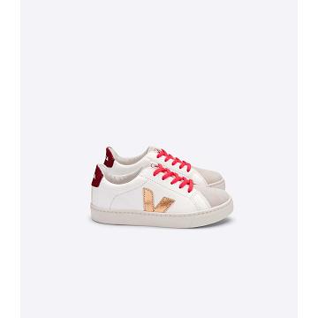 Veja ESPLAR LEATHER Kids' Sneakers Gold/Red/White | NZ 810OKI